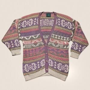 Vintage Cardigan Sweater Muted Purple Pink Gaeltarra Ireland‎